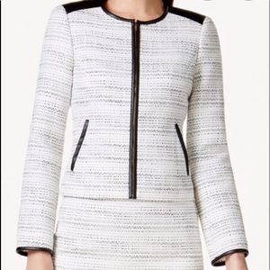 Calvin Klein tweed jacket w/leather accents